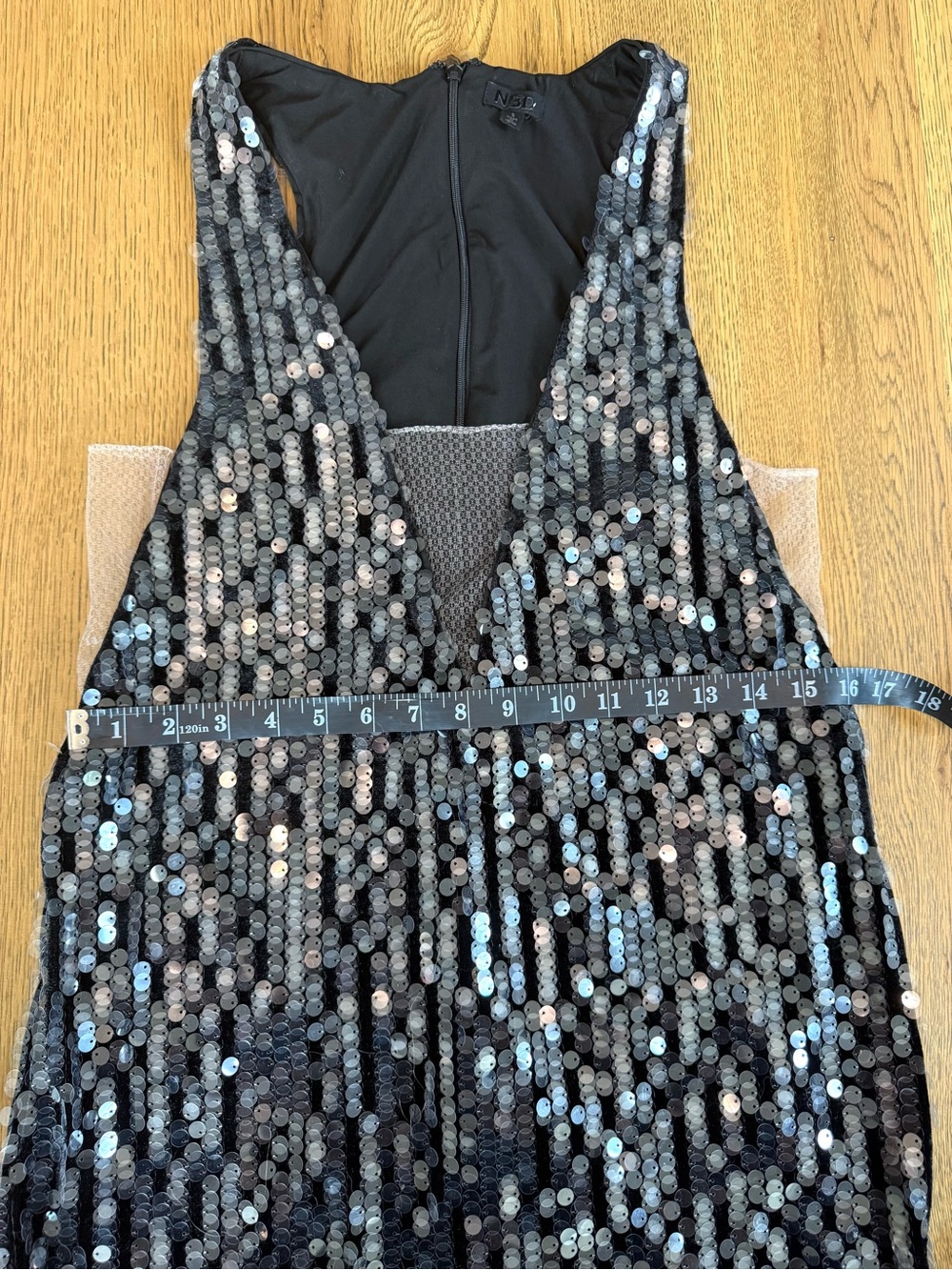 NBD Bexley Black Sequin Deep V Mini Dress Size S Party Cocktail Club Dress - Picture 4 of 15